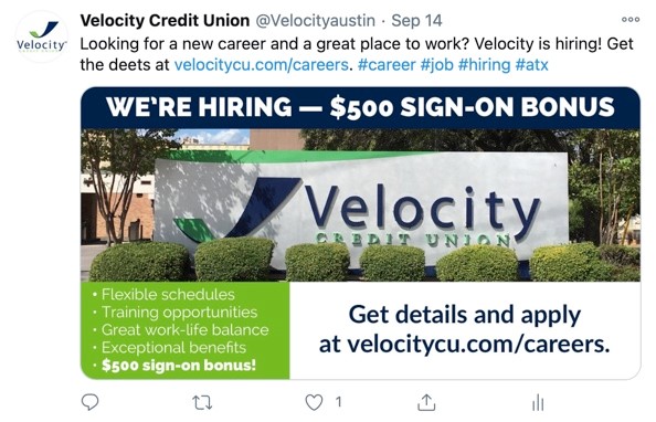 Velocity Unión de Crédito en Twitter